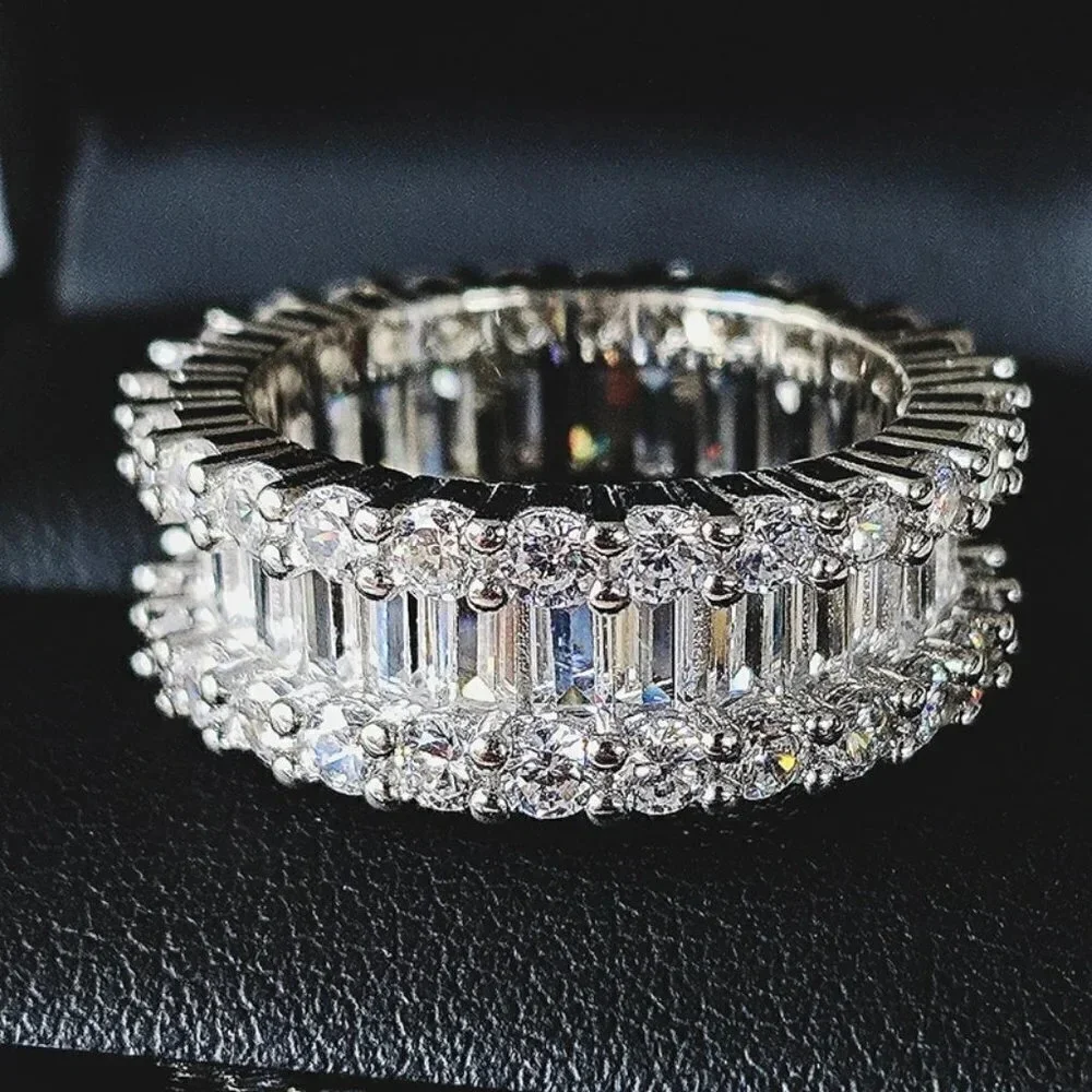 NEW Silver Baguette & Round Diamond Eternity Ring - Picture 7 of 7